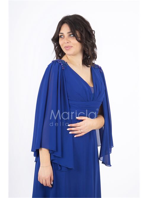abito lungo ricamo spalla manica farfalla GIGLI CERIMONIA | RG4509ROYAL